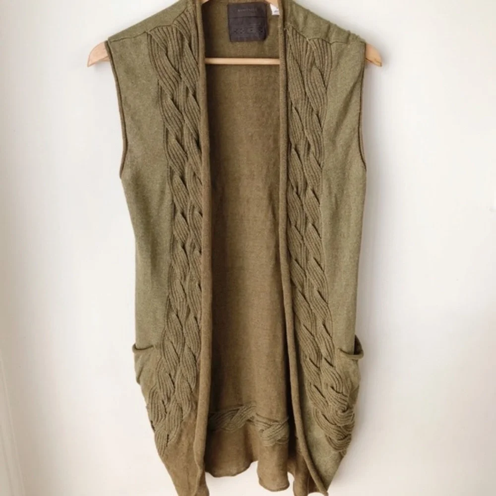Anthropologie Olive Cable Knit Sweater Vest